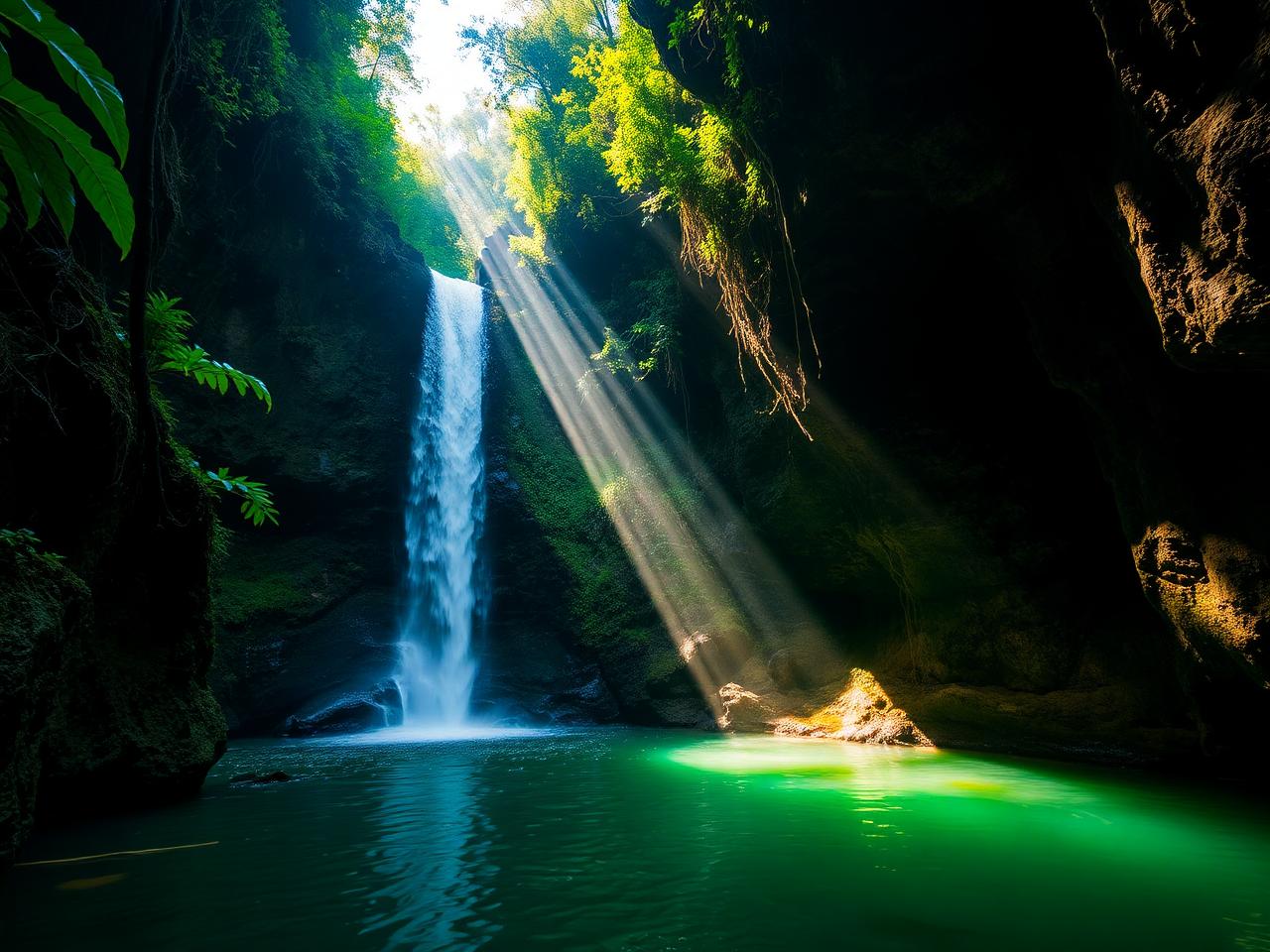 Rappelling down a waterfall during a canyoning tour